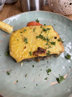 Vegan Moussaka! Delicious vegan options in this Greek Restaurant that makes fresh homemade Greek food.   at Rodos in Leiden