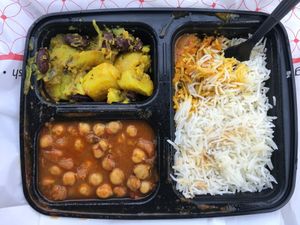 Chana, potatoes, and daal with rice at Taste of India in Garden City