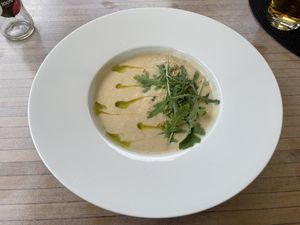 creamy cauliflower soup with soy milk  at Hotel Sněžka in Spindleruv Mlyn