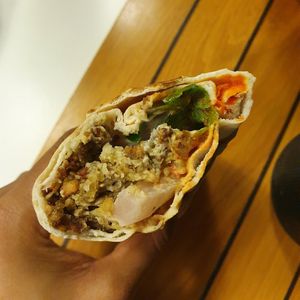 Falafel wrap (no tomato, extra spicy sauce) at Street Beirut in Nyon