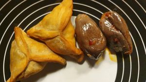 Spinach fatayer + makdous at Street Beirut in Nyon