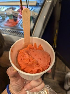 Strawberry gelato at Gelateria Pichler in Budapest