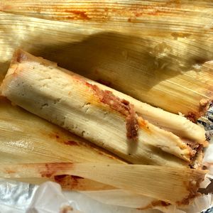 Bean and Red Sauce Tamal at Toluca Bakery and Cafe in Los Angeles