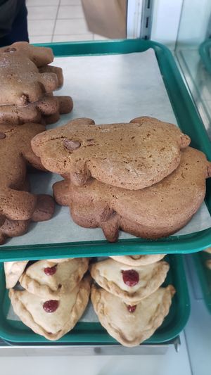 Ginger cookie up. Apple empanada below at Toluca Bakery and Cafe in Los Angeles