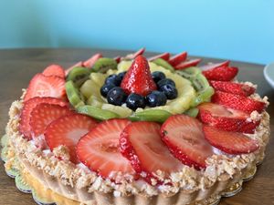 Whipped cream-filled tart. Wish it had custard in it instead!  at Toluca Bakery and Cafe in Los Angeles
