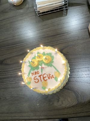 Birthday cake (note: I wrote the message on this, but if you request then they will do it for you!)  at Toluca Bakery and Cafe in Los Angeles