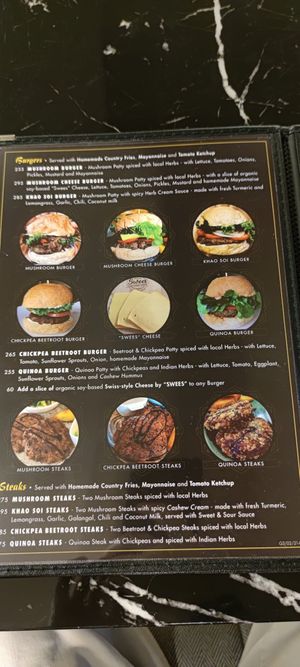 Burger and steak menu at Goodsouls Kitchen in Bangkok