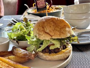 Khao soi burger  at Goodsouls Kitchen in Bangkok