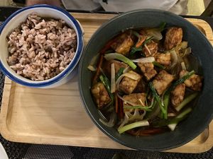 Tempeh and ginger at Goodsouls Kitchen in Bangkok
