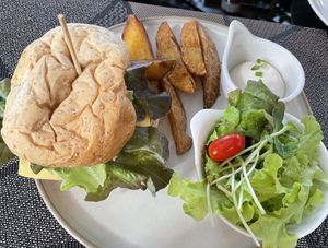 Mushroom, cheese burger, 280 baht  at Goodsouls Kitchen in Bangkok