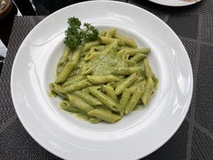 Mushroom and pesto penne, 230 baht  at Goodsouls Kitchen in Bangkok