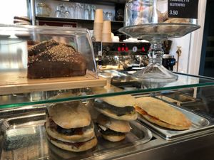 Their panini selection: vegan antipasti, vegetarian antipasti, and vegan salmon at Hasard in Biel