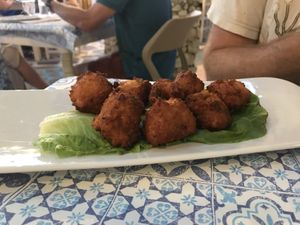 Chickpea balls  at Klimatis Tavern in Kefalonia