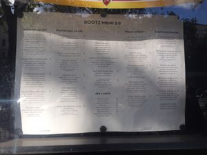 menu as of early October 2016 at Rootz in Berlin