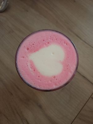Pink latte at Lucifer Lives in Brussels