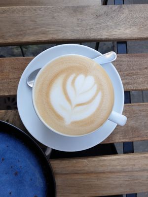 Cappuccino with oatly at Lucifer Lives in Brussels