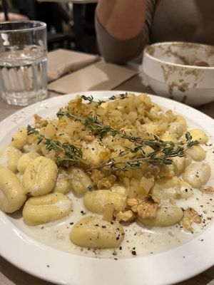 Gnocci with blue cheese, pie and walnut   at Lucifer Lives in Brussels