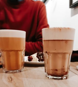 Latte Macchiato, Black Forest Cake, Nutella Hot Chocolate at Lucifer Lives in Brussels