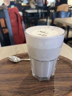 Lavender latte  at Lucifer Lives in Brussels