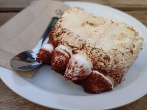 Tiramisu cake at Lucifer Lives in Brussels