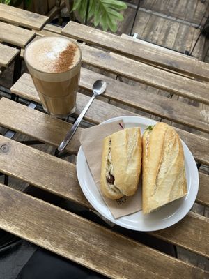 Dirty chai and sandwich   at Lucifer Lives in Brussels