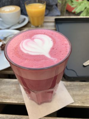 Beetroot latte  at Lucifer Lives in Brussels