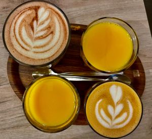 Delicious vegan hot chocolate, coffee and orange juice at Lucifer Lives in Brussels