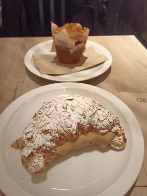 Croissants and carrot muffin at Lucifer Lives in Brussels