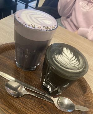 Special drinks during our stay: lavender latte and heavy metal  at Lucifer Lives in Brussels