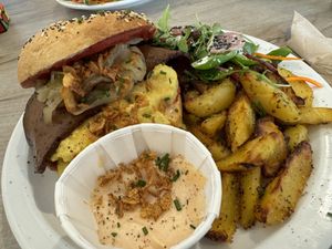 burger bagel  at Lucifer Lives in Brussels