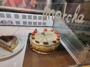 Matcha cake at Lucifer Lives in Brussels