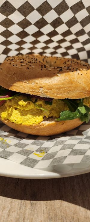 Egg salad bagle at Lucifer Lives in Brussels