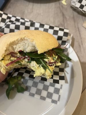 Scrambled tofu roll  at Lucifer Lives in Brussels