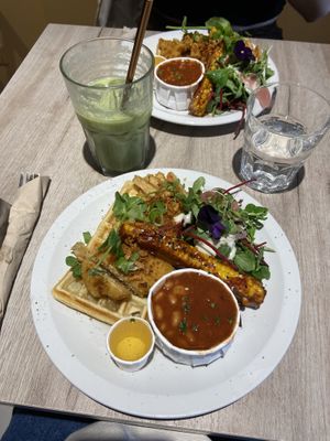 Pancakes and chik’n  at Lucifer Lives in Brussels