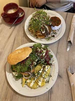 Nordic bagel and savoury pancakes (brunch)  at Lucifer Lives in Brussels