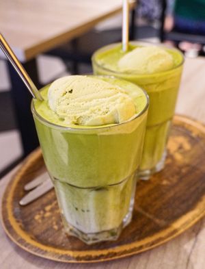 Matcha Latte w/Matcha Ice-cream at Lucifer Lives in Brussels