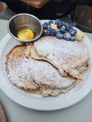 Pancakes with fruit (13€)  at Lucifer Lives in Brussels