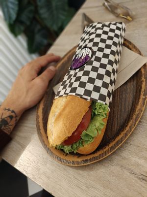 Sandwich homemade "chicken" curry spread at Lucifer Lives in Brussels