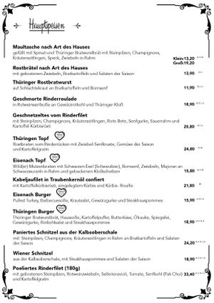 Speisekarte 6 at Heimat in Eisenach