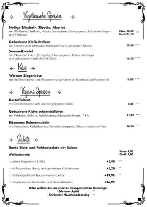 Speisekarte 4 at Heimat in Eisenach