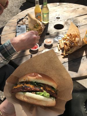 VeganDóttir burger menus in the sun at VeganDóttir in Aalborg