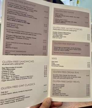 Gluten free options  at The Greenwood Tree in Lyndhurst