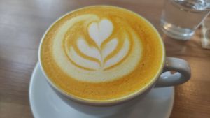 Curcuma latte at SĪTÚ Coffee & Tea in Prague
