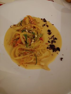 Vegetable spaghetti with almond/sesame/olive sauce at Monte Baldo in Limone Sul Garda