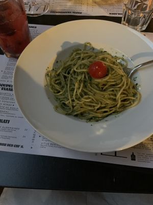 Pesto spaghetti  at Pasta People in Geneva
