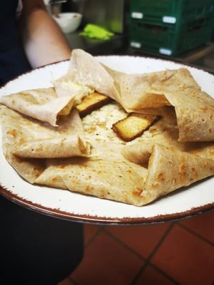 Galette with Smoked Tofu und 
vegan Cheese at Beb & Bene in Freiburg