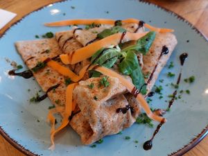 Galette with mushrooms and vegan cheese at Beb & Bene in Freiburg