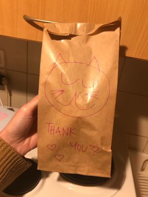 Delivery bag of cones at Cats & Monsters  in Athens