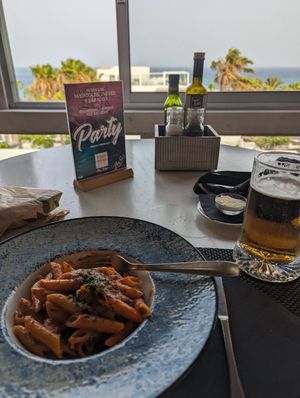 Came with parmesan on the side but at least not on the dish at B-Side Cafe in Fuerteventura