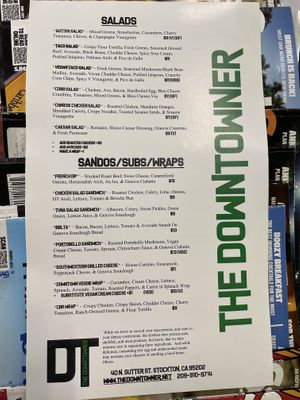 Menu (Veg) is Vegan at The Downtowner in Stockton